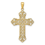 14K Polished Large Rope Frame Filigree Cross Pendant