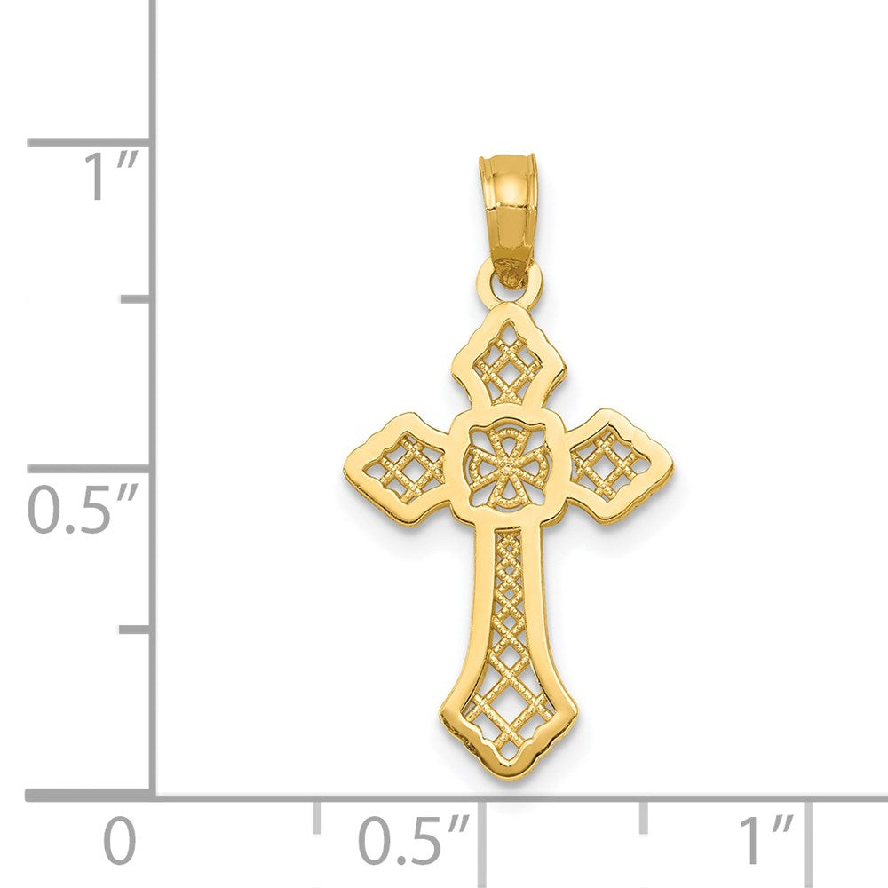 14K Polished Passion Cross with Lacey Center Pendant