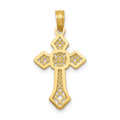 14K Polished Passion Cross with Lacey Center Pendant