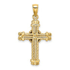 14K Gold Polished / Textured Cross Pendant