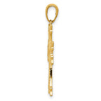 14K Polished and Textured Armenian Cross Pendant