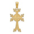 14K Polished and Textured Armenian Cross Pendant