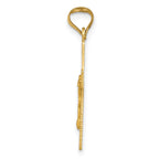 14k Polished Satin and Diamond-cut Crucifix Pendant