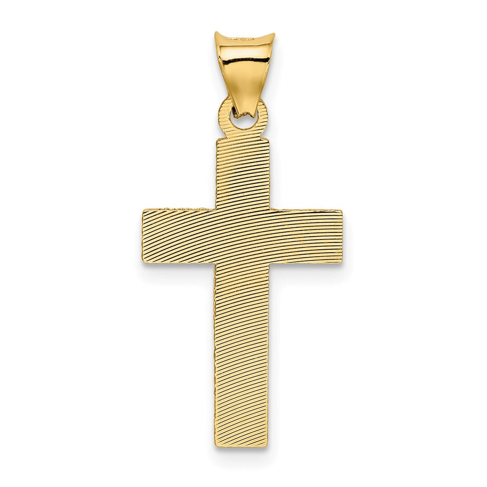 14k Polished Satin and Diamond-cut Crucifix Pendant
