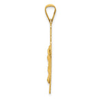 14k Polished Satin and Diamond-cut Crucifix Pendant