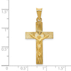 14k Polished Satin and Diamond-cut Crucifix Pendant