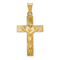14k Polished Satin and Diamond-cut Crucifix Pendant