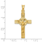 14k Polished Satin and Diamond-cut Crucifix Pendant