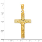 14k Polished Satin and Diamond-cut Crucifix Pendant
