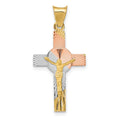 14K with Rose and White Rhodium Iona Crucifix Cross Pendant