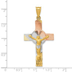 14K with Rose and White Rhodium Iona Crucifix Cross Pendant