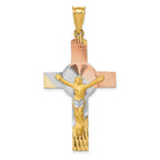 14K with Rose and White Rhodium Iona Crucifix Cross Pendant