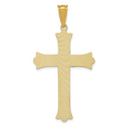 14k Two-Tone Polished Satin Diamond-cut Crucifix Cross Pendant