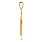 14k Polished Satin and Diamond-cut Crucifix Pendant