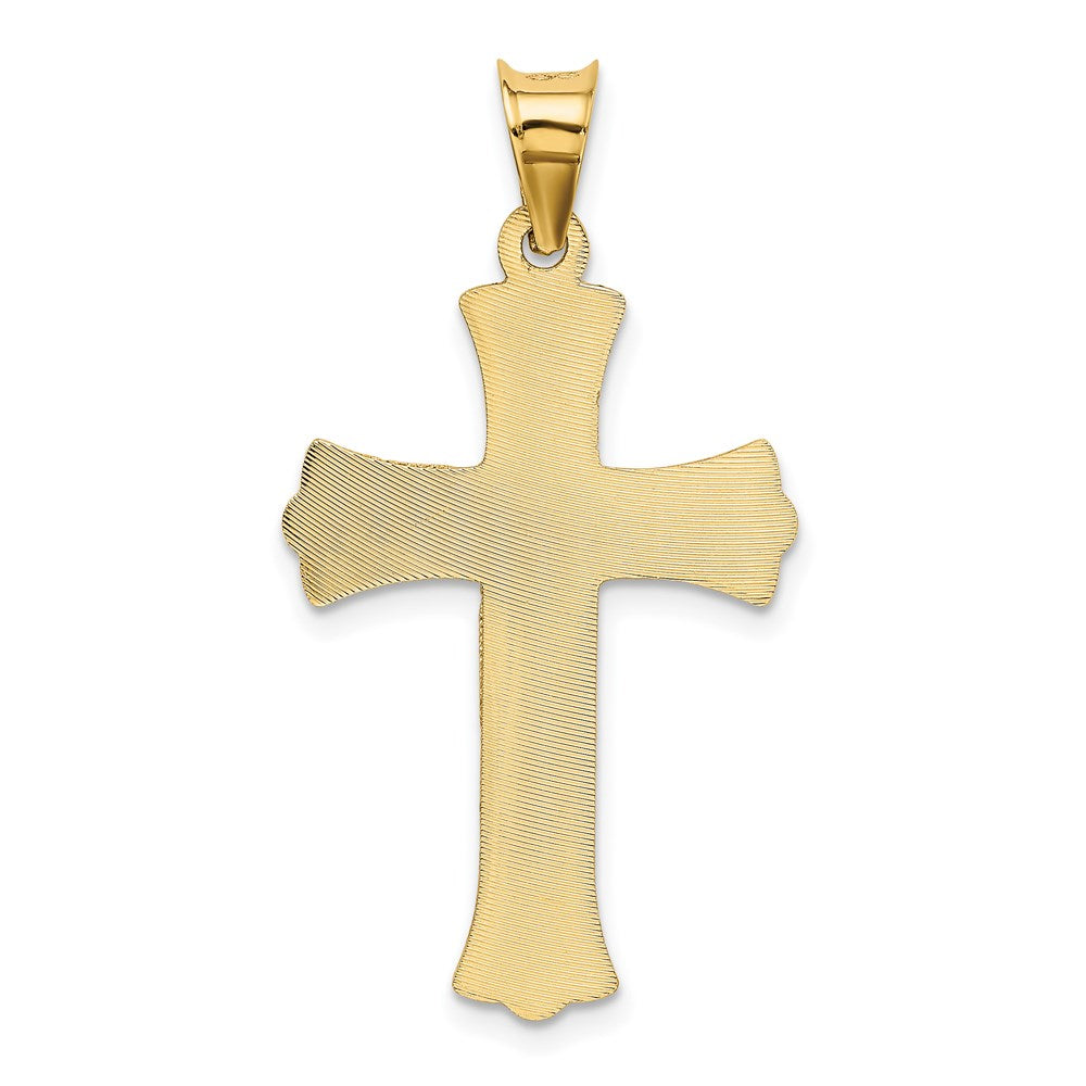 14k Polished Satin and Diamond-cut Crucifix Pendant