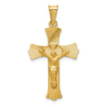 14k Polished Satin and Diamond-cut Crucifix Pendant