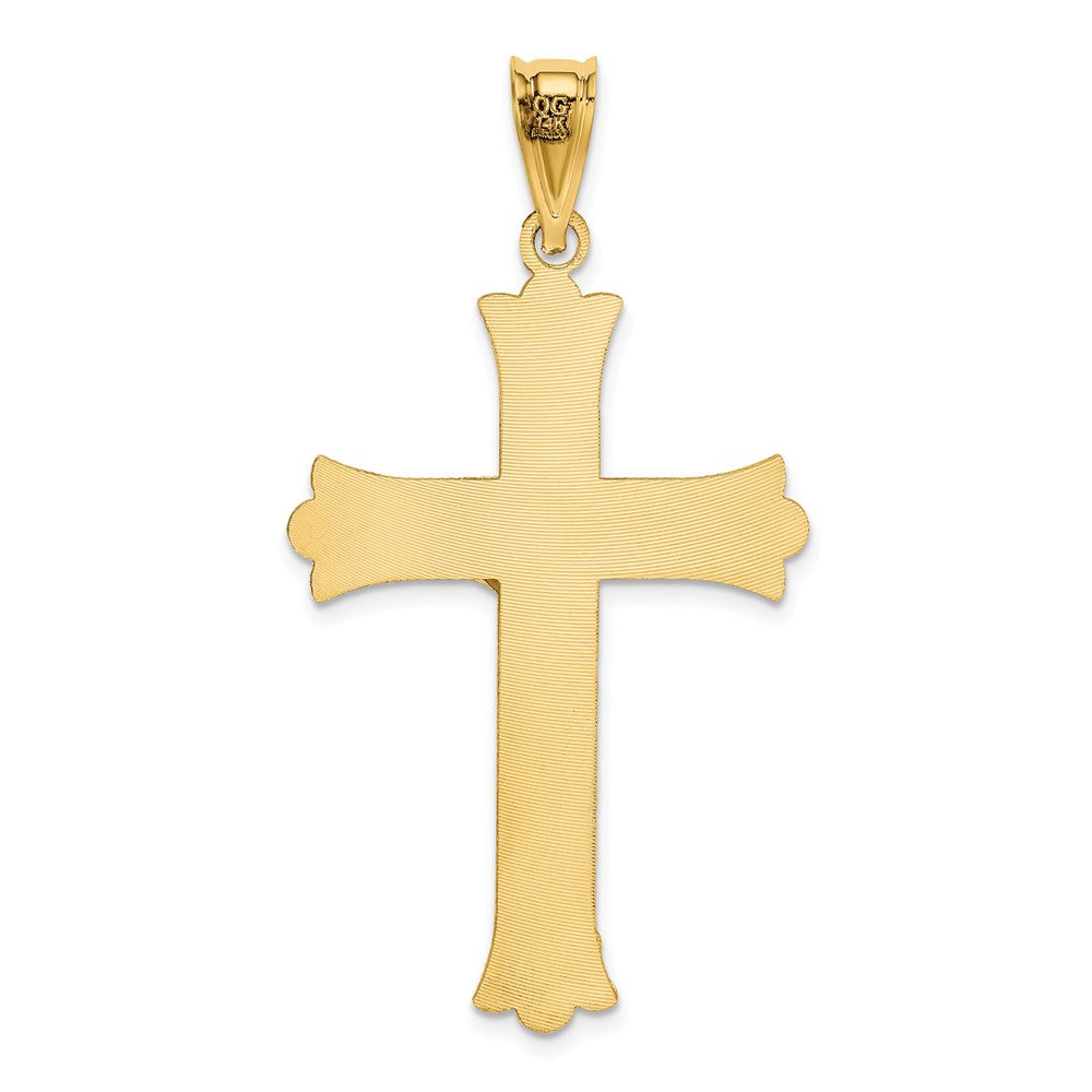 14k Polished Satin and Diamond-cut Crucifix Pendant