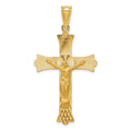 14k Polished Satin and Diamond-cut Crucifix Pendant