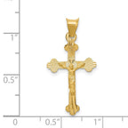 14k Polished Satin and Diamond-cut Crucifix Pendant