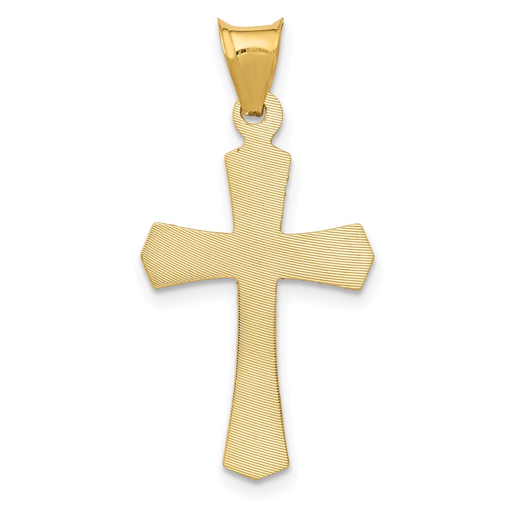 14k Polished Satin and Diamond-cut Crucifix Pendant