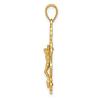 14K Polished Crucifix with Lace Trim Pendant
