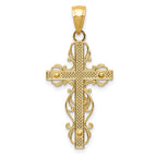 14K Polished Crucifix with Lace Trim Pendant