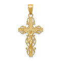 14K Polished Crucifix with Lace Trim Pendant
