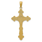 14K Polished Textured INRI Crucifix Fleur de Lis Pendant