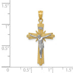14k Two-tone Gold Polished Crucifix Pendant