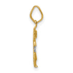 14k with Rhodium Diamond-cut Polished Infant Jesus Pendant