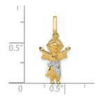 14k with Rhodium Diamond-cut Polished Infant Jesus Pendant