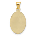14K with Rose and White Rhodium Diamond-cut Solid Sagrado Corazon de Jesus Oval Pendant