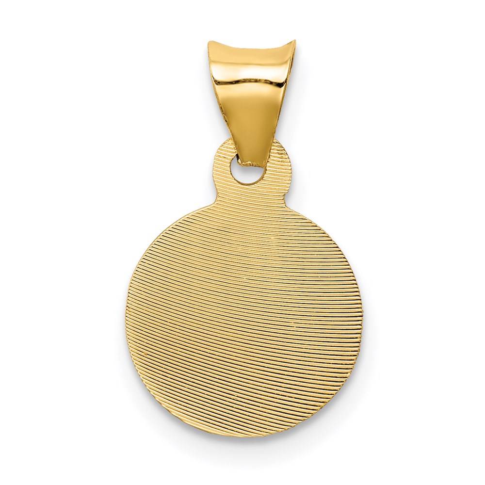 14K Polished Diamond-cut Solid Sagrado Corazon de Jesus Round Pendant