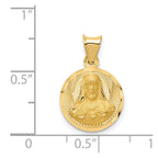 14K Polished Diamond-cut Solid Sagrado Corazon de Jesus Round Pendant