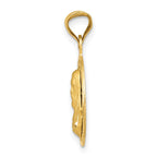 14K Polished Diamond-cut Solid Sagrado Corazon de Jesus Round Pendant
