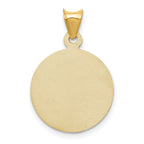 14K Polished Diamond-cut Solid Sagrado Corazon de Jesus Round Pendant