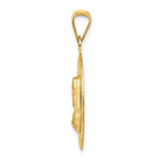 14K Polished Diamond-cut Large Solid Sagrado Corazon de Jesus Round Pendant