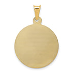14K Polished Diamond-cut Large Solid Sagrado Corazon de Jesus Round Pendant