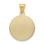 14K with Rose and White Rhodium Diamond-cut Solid Sagrado Corazon de Jesus Round Pendant