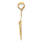 14K Polished Diamond-cut Corpus Oval Pendant