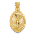 14K Polished Diamond-cut Corpus Oval Pendant