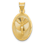 14K Polished Diamond-cut Corpus Oval Pendant