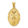 14K Polished Diamond-cut Corpus Oval Pendant