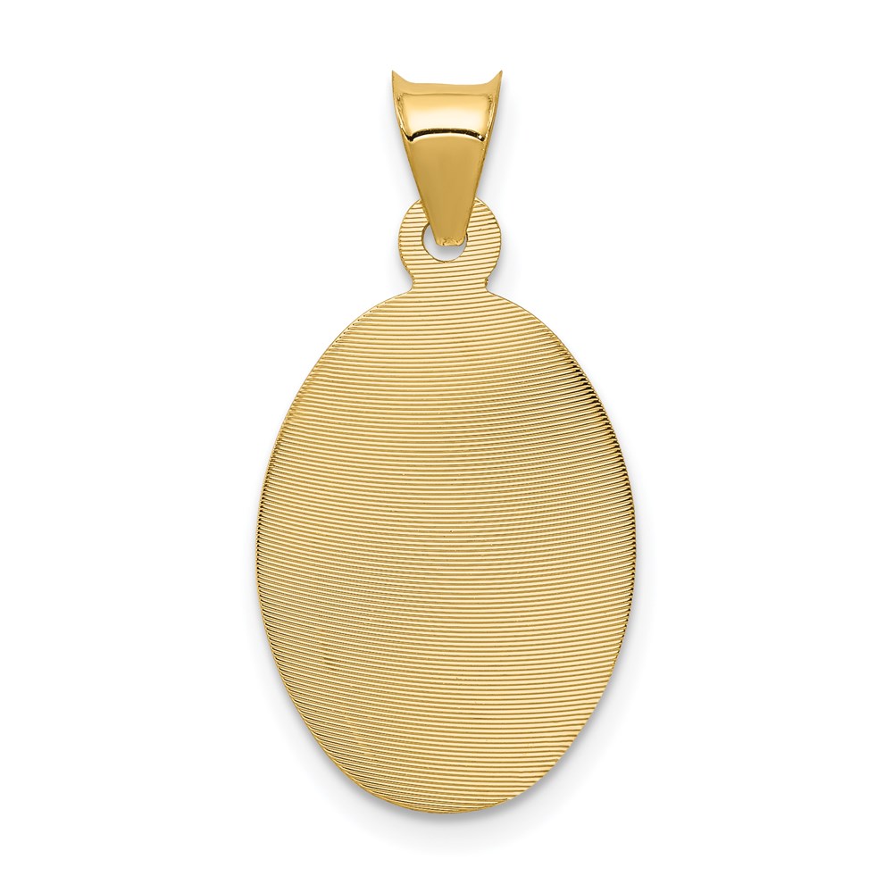 14K with Rose and White Rhodium Diamond-cut Corpus Oval Pendant