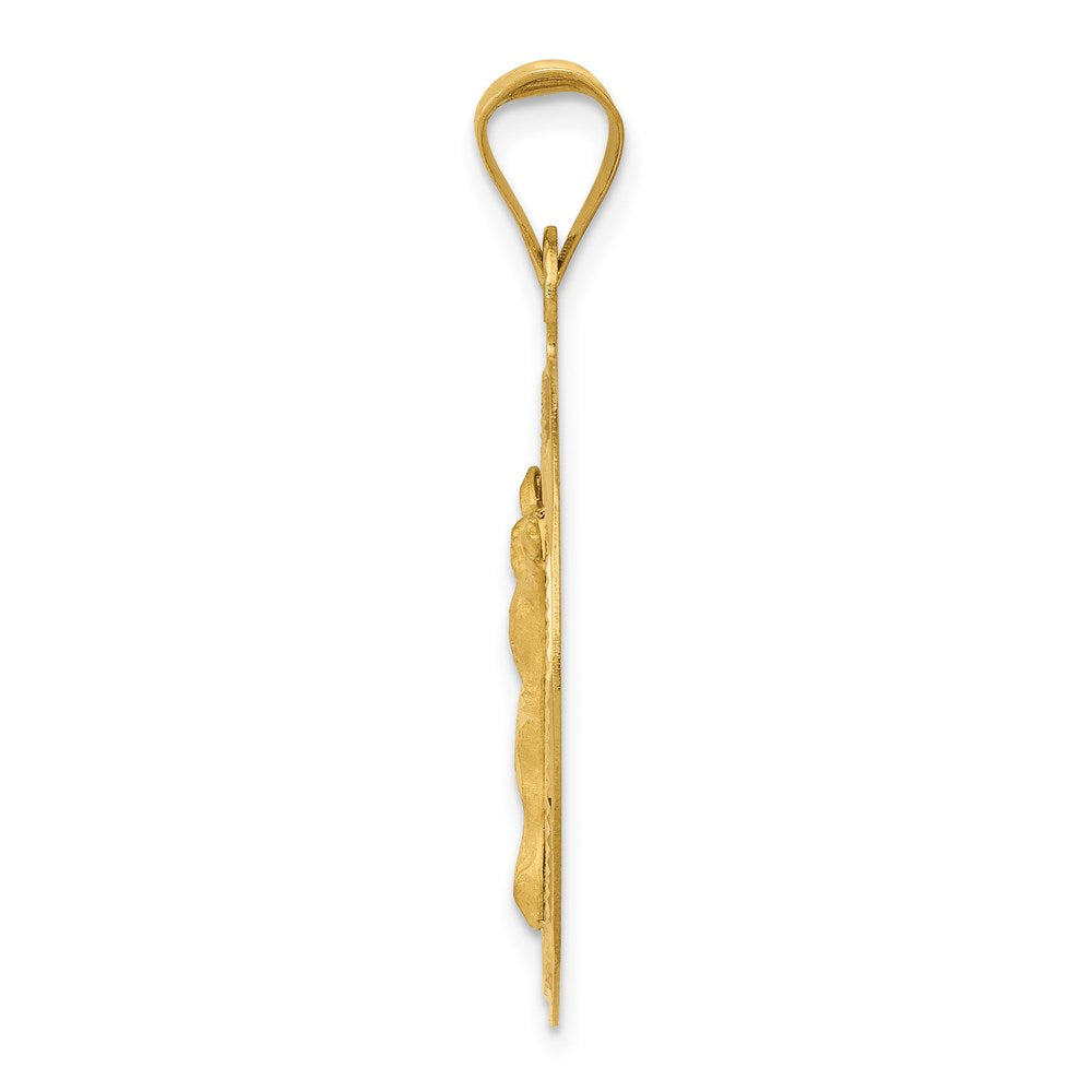 14K Polished Diamond-cut Corpus Circle Pendant