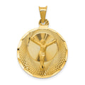 14K Polished Diamond-cut Corpus Circle Pendant