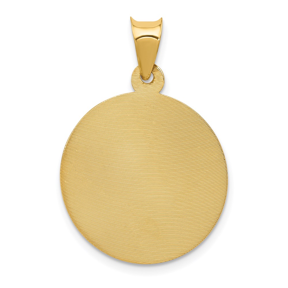 14K Polished Diamond-cut Corpus Circle Pendant