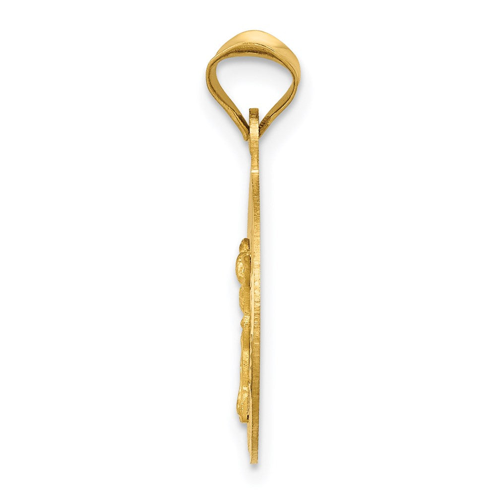 14K Polished Diamond-cut Corpus Circle Pendant