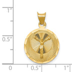 14K Polished Diamond-cut Corpus Circle Pendant