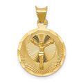 14K Polished Diamond-cut Corpus Circle Pendant